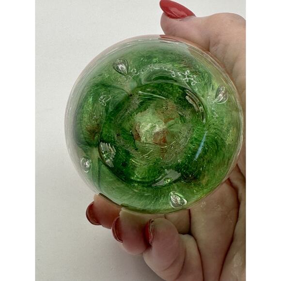 Vintage 1974 Hand Blown Glass Paper Weight Orange Flower Signed R. D. Colekagoff - Picture 6 of 9